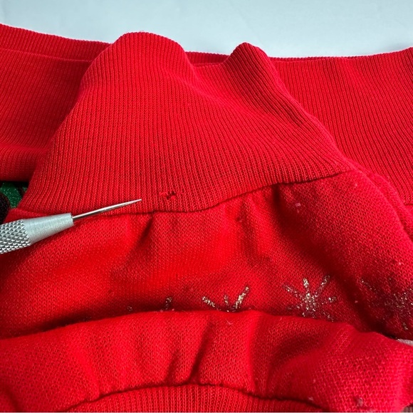 Vintage Christmas Sweatshirt Jumper Women's Size Large Checkered Santa Snowman - Picture 11 of 12